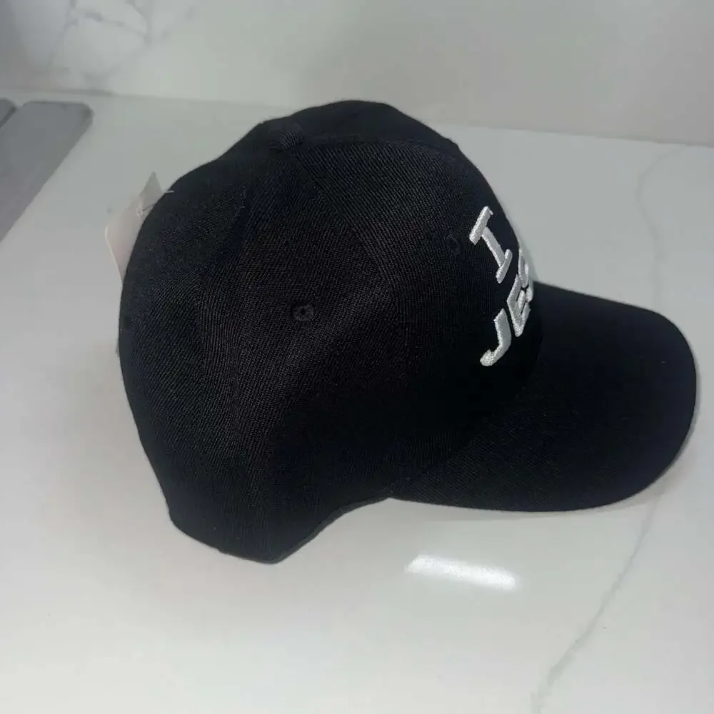 LjIsland Black Baseball Cap with 'I Love Jesus' Embroidery